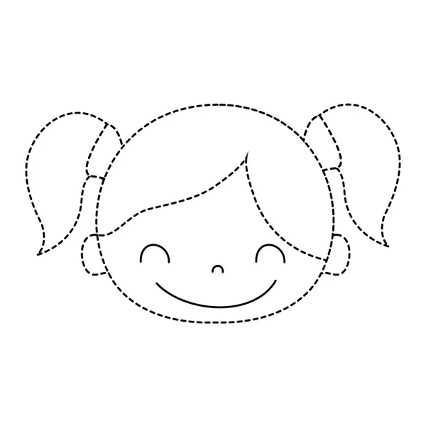 Διάστικτο Σχήμα Ευτυχισμένος Κορίτσι Κεφάλι Δύο Ουρές Μαλλιά Εικονογράφηση Διάνυσμα — Διανυσματικό Αρχείο