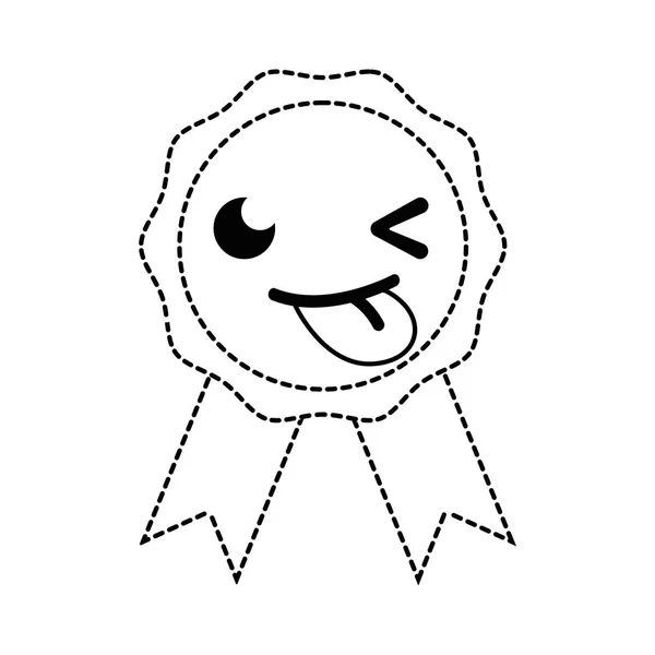 Forme Pointillée Drôle Mignon Prix Médaille Illustration Vectorielle Kawaii — Image vectorielle