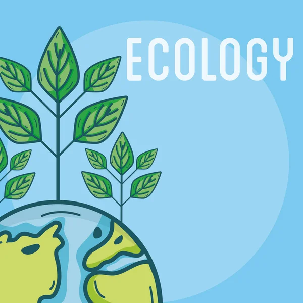 Ecologia Verde Piante Mondo Concetto Vettore Illustrazione Grafica — Vettoriale Stock