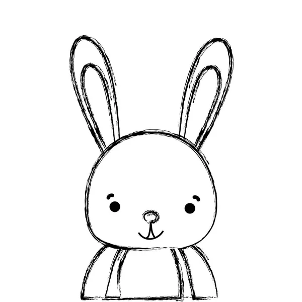 Grunge Adorable Heureux Lapin Animal Sauvage Vecteur Illustration — Image vectorielle