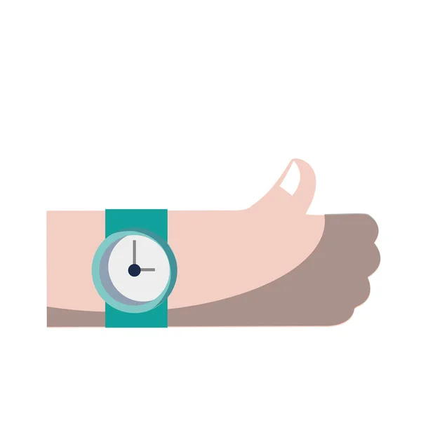 Mão Com Relógio Moda Tempo Design Vetor Ilustração — Vetor de Stock