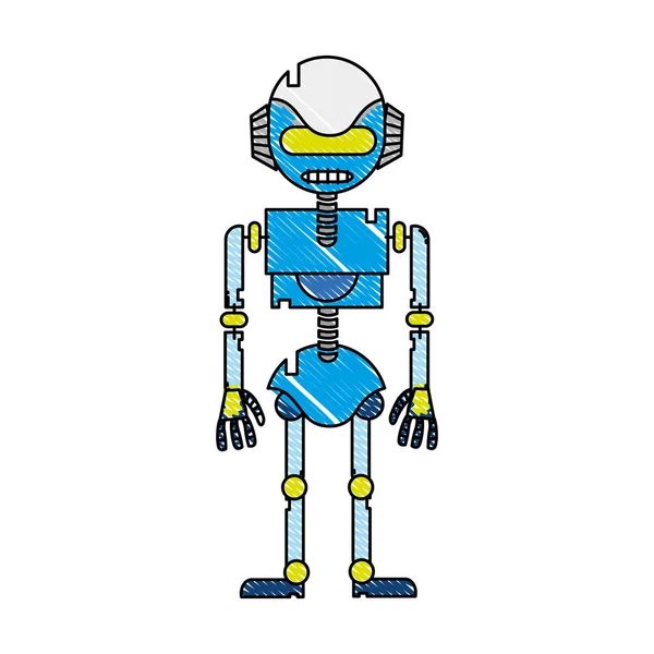 格栅技术机器人与机器人身体设计矢量插图 — 图库矢量图片