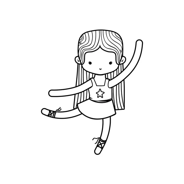 踊るバレエ スポーツと健康テーマ分離デザイン ベクトル イラストの少女 — ストックベクタ