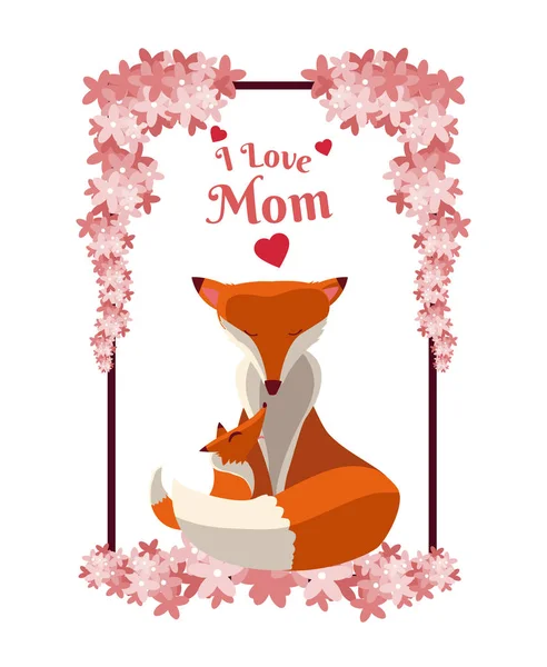 Boldog Anyák Napja Fox Rajzfilm Ikon Vektoros Illusztráció Grafikai Tervezés — Stock Vector