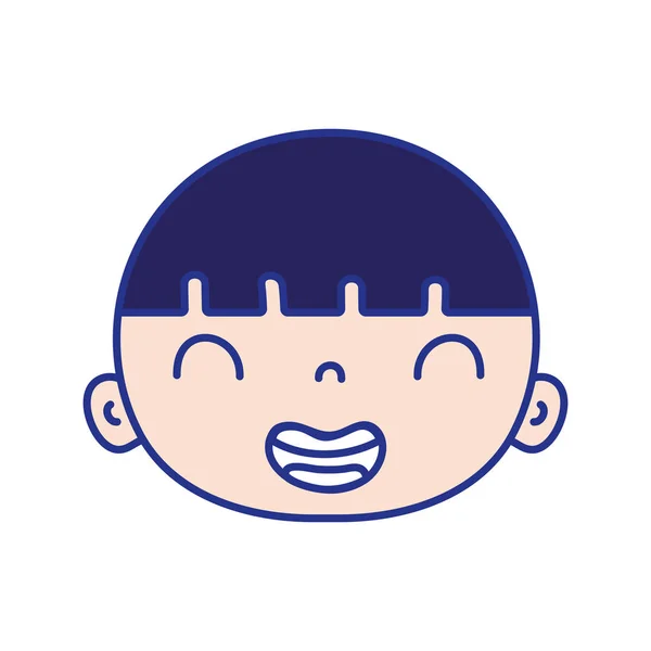 Sonrisa Todo Color Cabeza Niño Avatar Con Ilustración Vector Pelo — Vector de stock