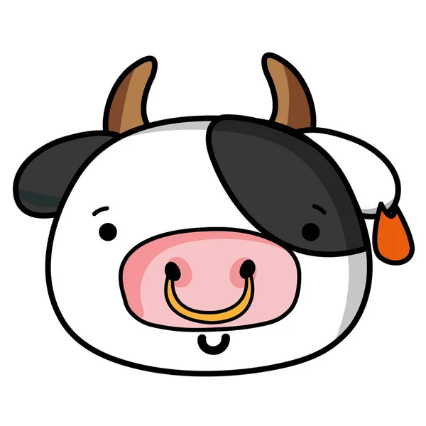 Cabeza Vaca Feliz Animal Salvaje Vector Ilustración — Vector de stock