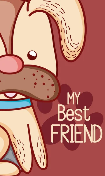 Best Friend Dog Cartoon Vector Illustration Graphic Design - Stok Vektor
