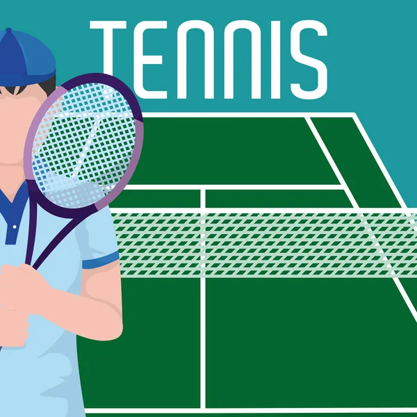 Tennisspieler Startet Ball Auf Feld Cartoon Vektor Illustration Grafik Design — Stockvektor
