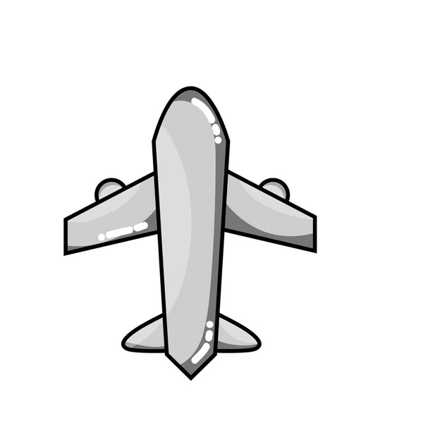 Graustufen Flugzeug Flug Transport Stil Reise Vektor Illustration — Stockvektor