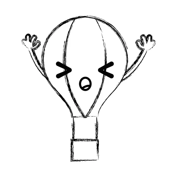 Figura Zangada Balão Kawaii Com Braços Vetor Ilustração — Vetor de Stock