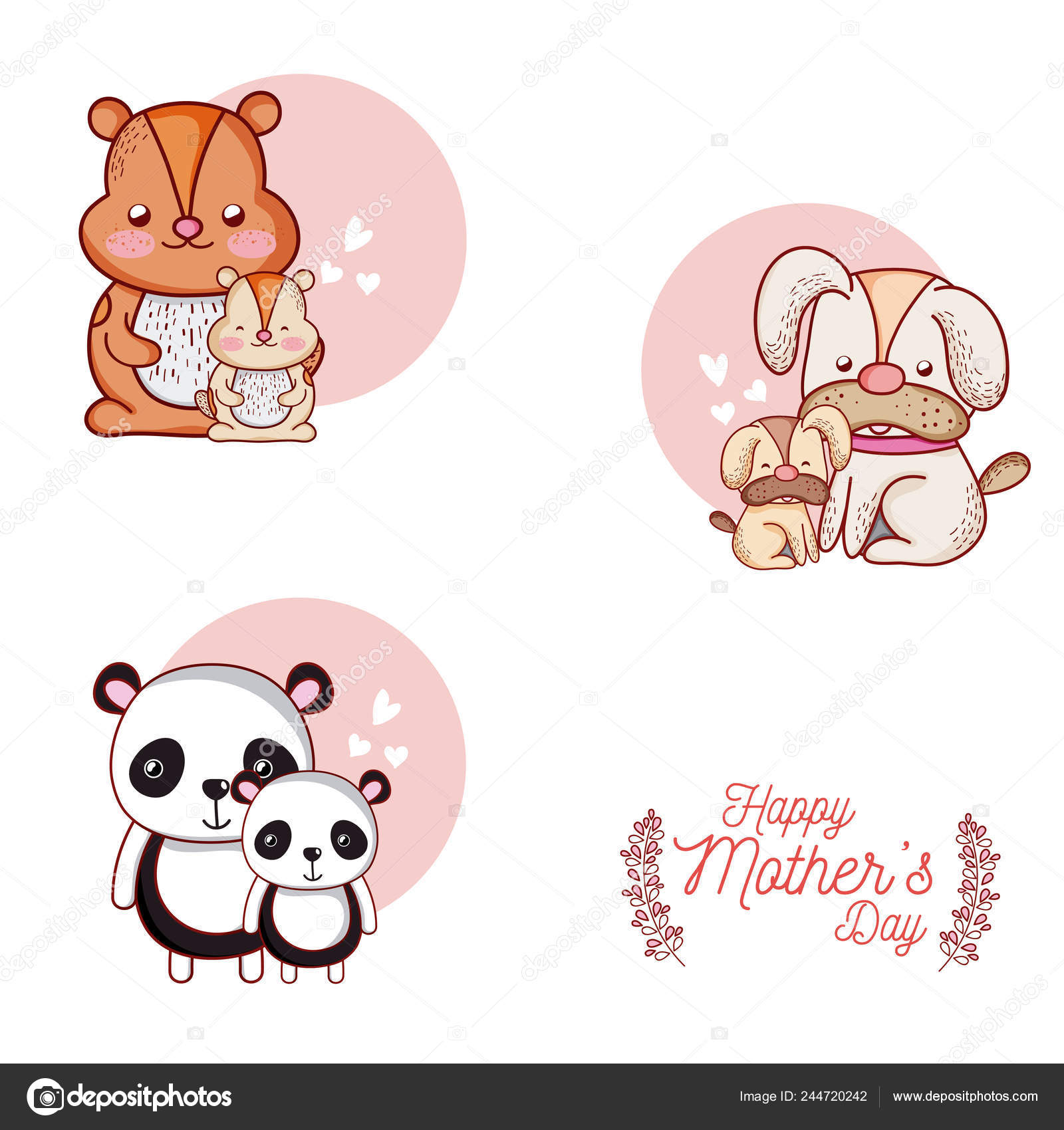 Happy Mothers Day Card Cute Animals Cartoons Vector Illustration Graphic Stock Vector Image by ©stockgiu #244720242 Happy Mothers Day Card Cute Animals Cartoons Vector Illustration Graphic Stock Vector Image by ©stockgiu #244720242