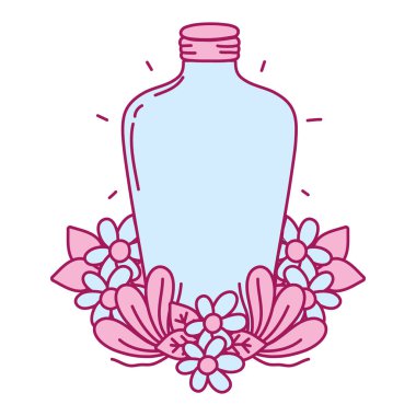 tam renkli uzun mason kavanoza vektör çizim çiçek ve yaprak ile