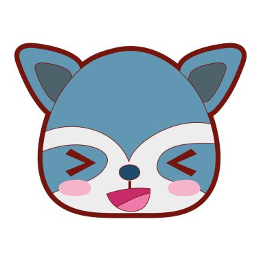 çizgi rengi neşeli rakun baş vahşi hayvan vektör çizim