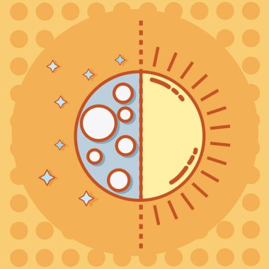 Ay ve güneş hava simge vektör çizim grafik tasarım