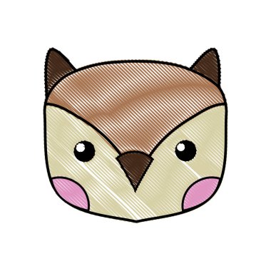 rendelenmiş şirin baykuş baş vahşi hayvan vektör çizim