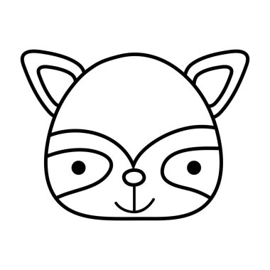satır mutlu rakun baş vahşi hayvan vektör çizim