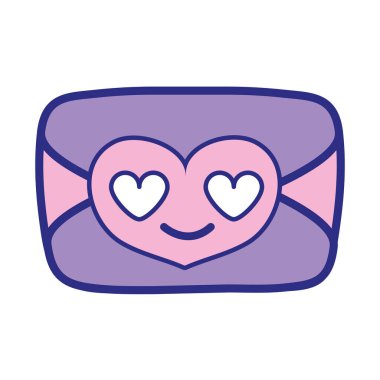 tam renkli aşk kartı aşk kawaii karikatür vektör çizim içinde