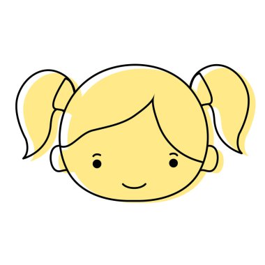 Kız kafasını iki kuyruklu saç vektör çizim renk