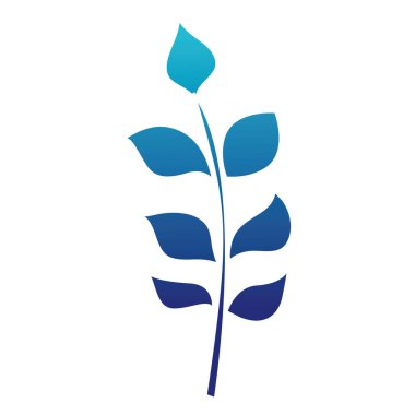 mavi siluet doğa dalları ile egzotik yaprakları tasarlamak vektör