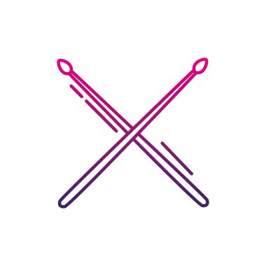 davul vektör çizim oynamak için ahşap renkli baget nesne