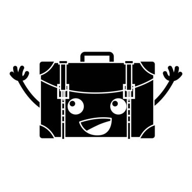 kontur mutlu seyahat sırt çantası kawaii silah vektör çizim ile