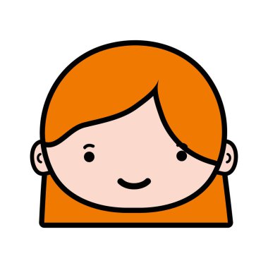 avatar kız baş ışık ile saç vektör illüstrasyon kahverengi