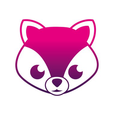 siluet mutlu fox baş sevimli hayvan vektör çizim