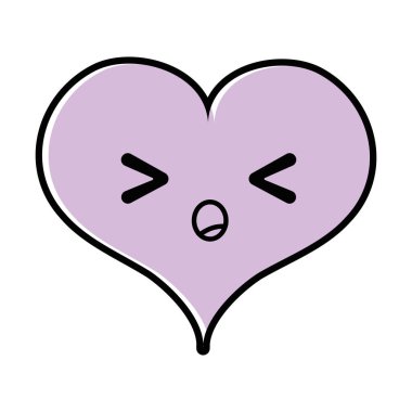 kalp tutku kawaii karakter vektör çizim uyku renk