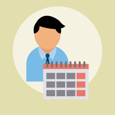 Zamanlama kavramı simge vektör çizim grafik tasarım ile işadamı