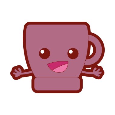 çizgi renk mutlu kahve Kupası kawaii silah ile vektör çizim