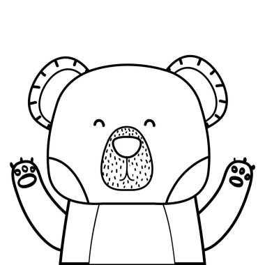 satır sevimli ayı orman vektör çizim, vahşi hayvan
