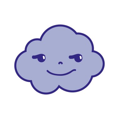 tam renkli rogue ve sevimli bulut kawaii hava illüstrasyon vektör