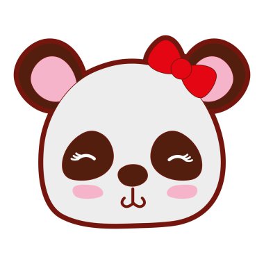 çizgi rengi utangaç panda kadın vahşi hayvan vektör çizim kafa