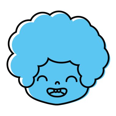 renk kıvırcık saçlı çocuk kafa ve yüz vektör çizim gülümse