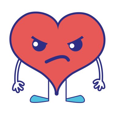 tam renkli kızgın kalp tutku kawaii kollar ve bacaklar vektör çizim ile