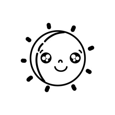 satır mutlu güneş doğal hava kawaii vektör çizim