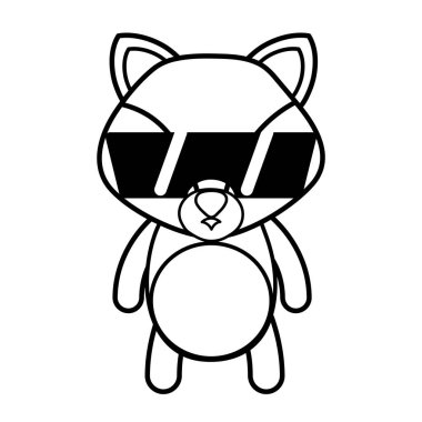 satır şirin fox vahşi hayvan güneş gözlüğü vektör çizim ile