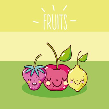 Cute, komik meyve arkadaşlar resimde grafik tasarım vektör