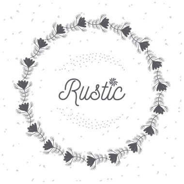 Rustik yuvarlak çerçeve çiçek elle çizilmiş simge vektör çizim grafik tasarım