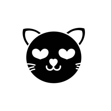 siluet kedi baş sevimli hayvan vektör çizim âşık