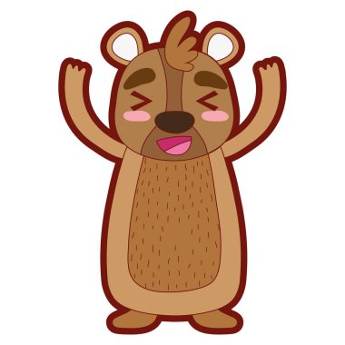 çizgi rengi şirin ve memnun ayı vahşi hayvan vektör çizim