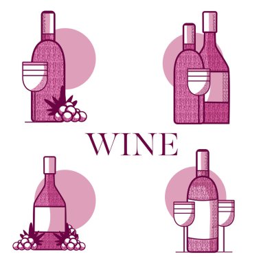 Şarap Amblemler vektör çizim grafik tasarım