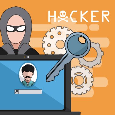 Parola vektör çizim grafik tasarım ile dizüstü bilgisayar hack hacker