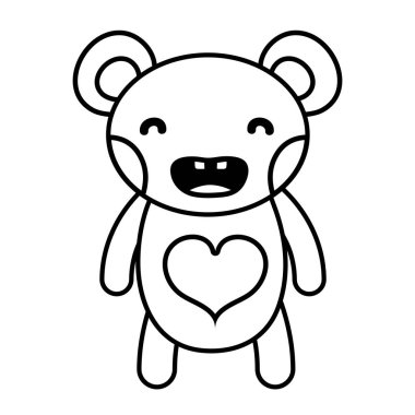 satır gülümseme ayı sevimli vahşi hayvan vektör çizim
