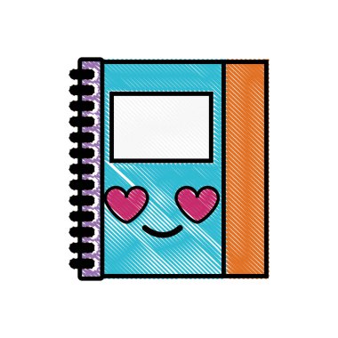 şirin ve aşk defter nesne kawaii vektör çizim içinde rendelenmiş