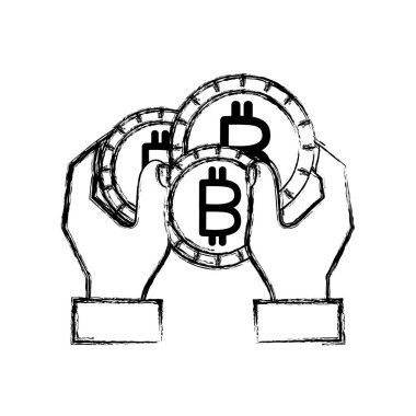 Bitcoin para banka ve Pazar Tema izole tasarım vektör çizim