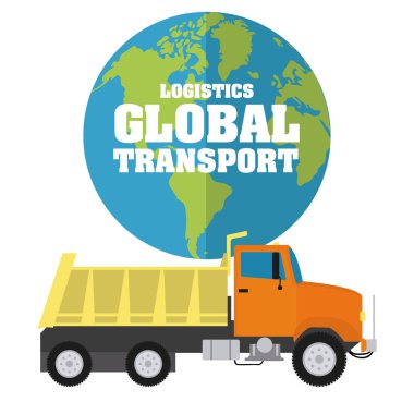 Teslim araç dünya karikatür vektör çizim grafik tasarım üzerine