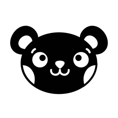 sevimli hayvan vektör çizim siluet mutlu ayı baş