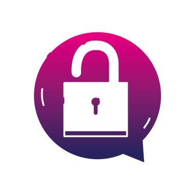 siluet asma kilit işareti sohbet kabarcığı güvenlik illüstrasyon vektör