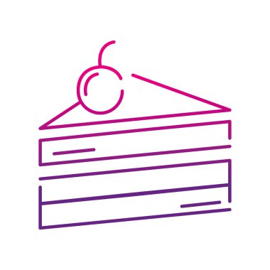 Neon siluet tatlı kek kiraz meyve vektör çizim ile